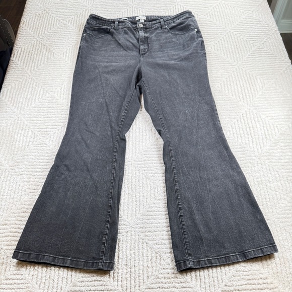 Ava & Viv Denim - Ava & Viv High Rise Flare Jeans Women 20 Black Stretch Grunge Boho Wide Leg 70s